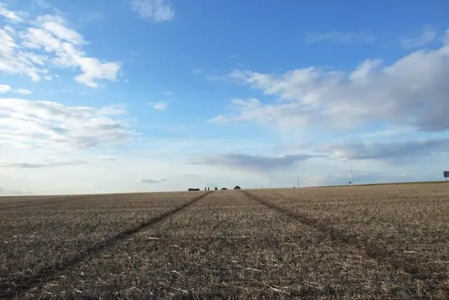 Tracks through the stubble field